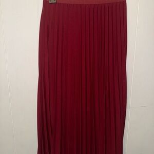 Elegant Red Pleated Skirt